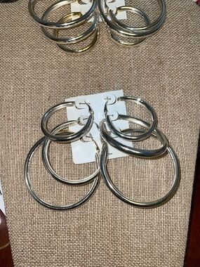 Classic Silver Smooth Hoop Earrings Set - 3 Pairs 1 1/2”, 2”, 2 1/2”
